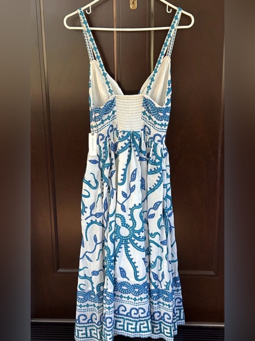 NEW Anthropologie Maeve Seaside Embroidered Midi Sundress blue/white Size 6 - Picture 9 of 10